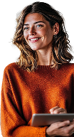 vrouw oranje trui